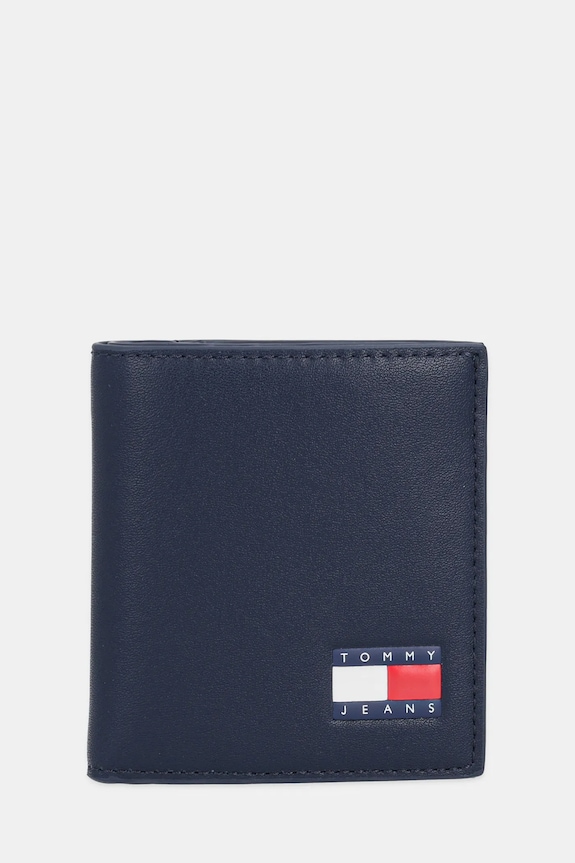Kožená peňaženka Tommy Jeans usňová koža tmavomodrá AM0AM12923