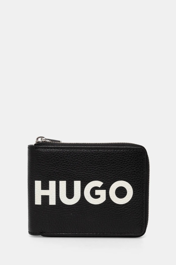 Kožená peňaženka HUGO usňová koža čierna 50536037