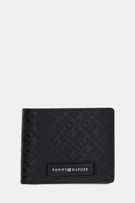 Kožni novčanik Tommy Hilfiger zrnata koža crna AM0AM13027