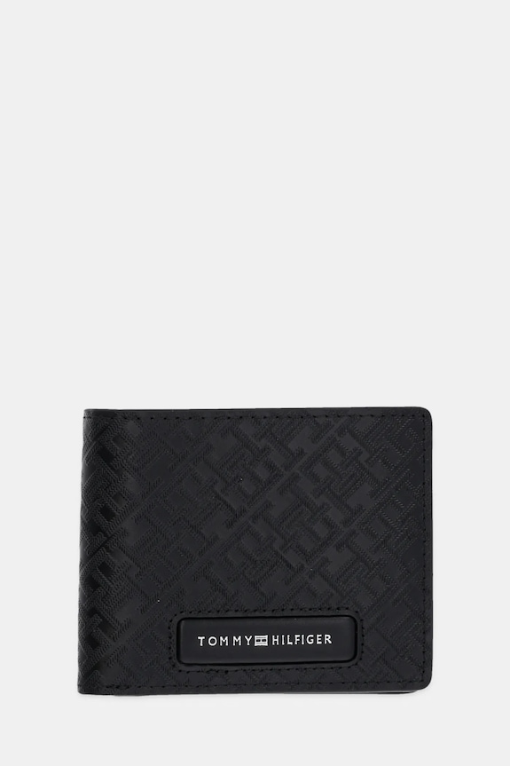 Kožni novčanik Tommy Hilfiger zrnata koža crna AM0AM13027