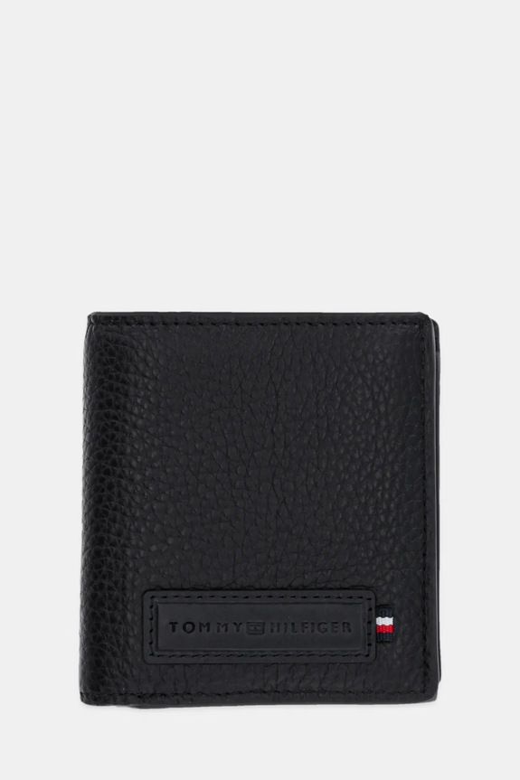 Kožená peněženka Tommy Hilfiger přírodní kůže černá AM0AM13034