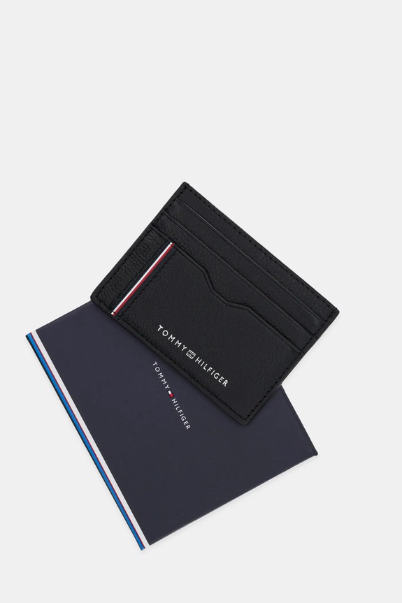 Kožni etui za kartice Tommy Hilfiger crna AM0AM13041