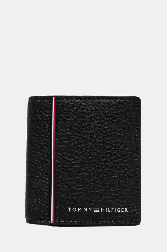 Kožená peněženka Tommy Hilfiger přírodní kůže černá AM0AM13045