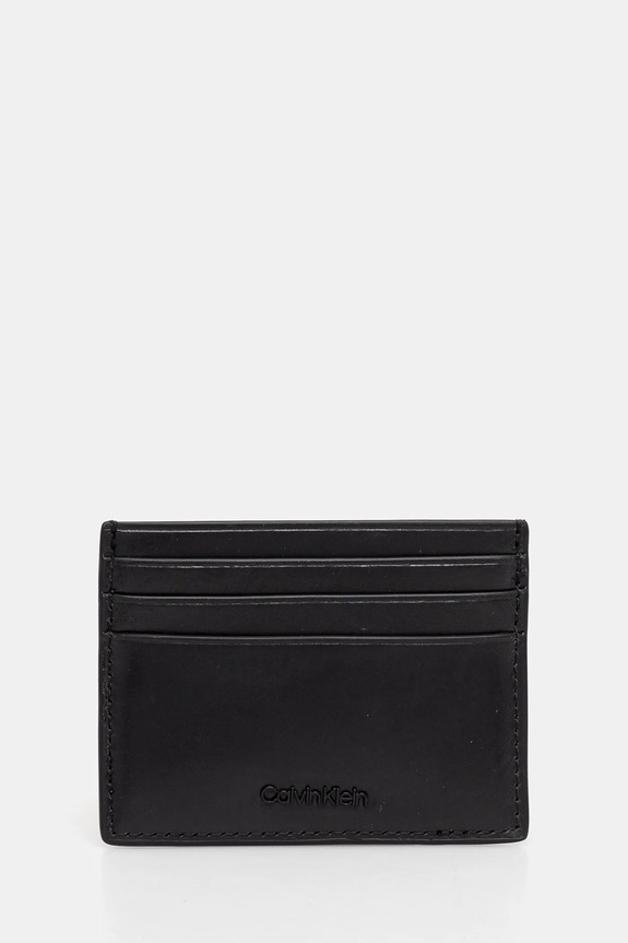 Калъф за карти Calvin Klein гладка кожа черен K50K512697