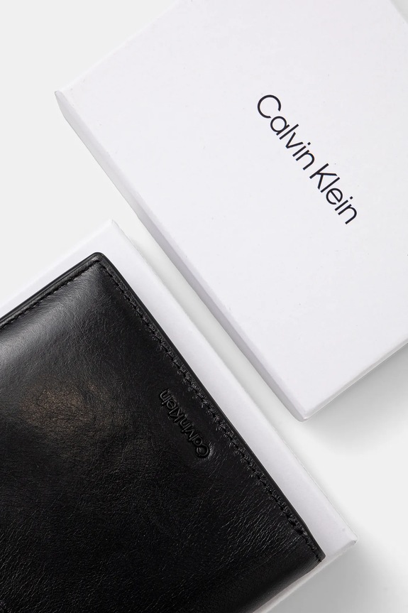 Kožená peněženka Calvin Klein černá K50K512699