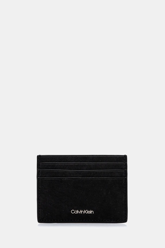 Calvin Klein custodia per carte di credito in nubuck semplice nero K50K512791
