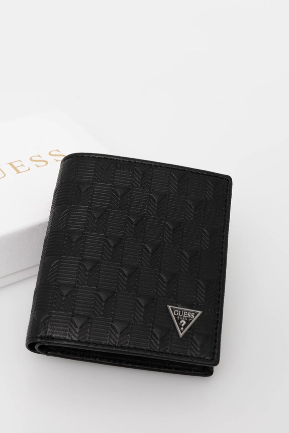 Δερμάτινο πορτοφόλι Guess MADRID μαύρο SMMADL.LEA22