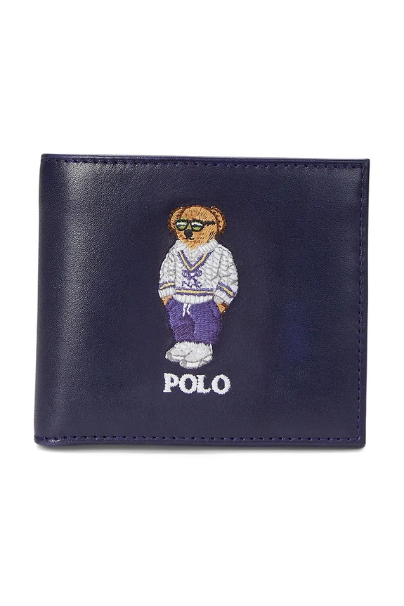 Kožená peněženka Polo Ralph Lauren přírodní kůže námořnická modř 405962466