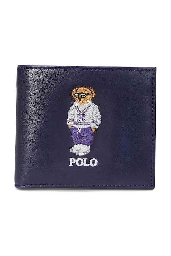 Kožená peněženka Polo Ralph Lauren přírodní kůže námořnická modř 405962466