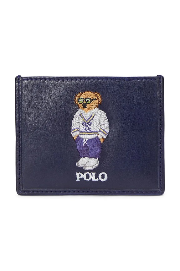 Kožené pouzdro na karty Polo Ralph Lauren přírodní kůže námořnická modř 405962467