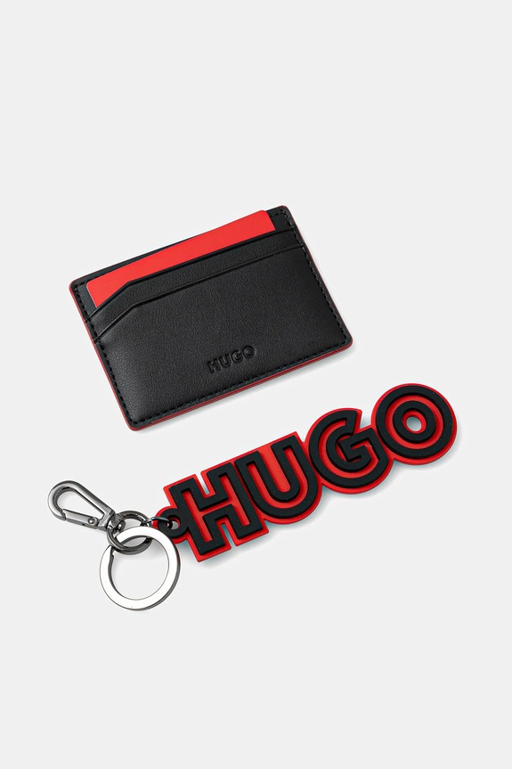 HUGO kártyatok + kulcstartó 50542209 fekete SS25