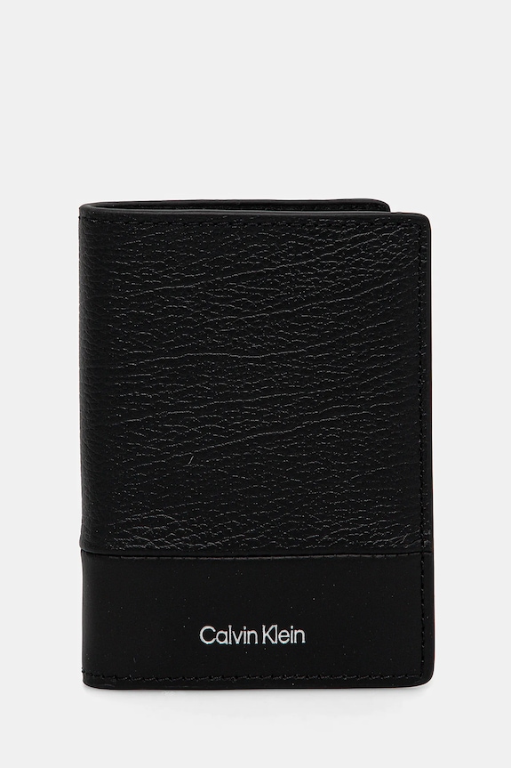 Calvin Klein portfel skórzany skóra licowa czarny K50K512921