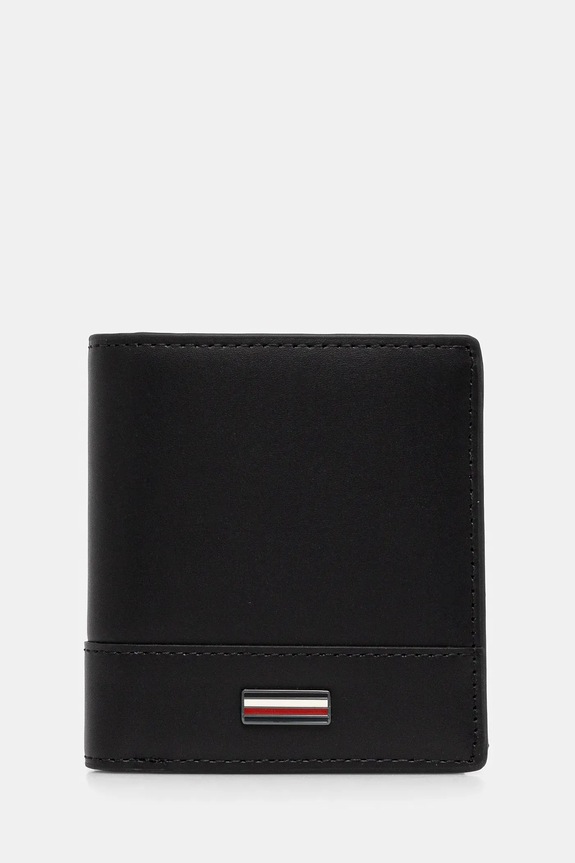 Kožená peněženka Tommy Hilfiger přírodní kůže černá AM0AM13247