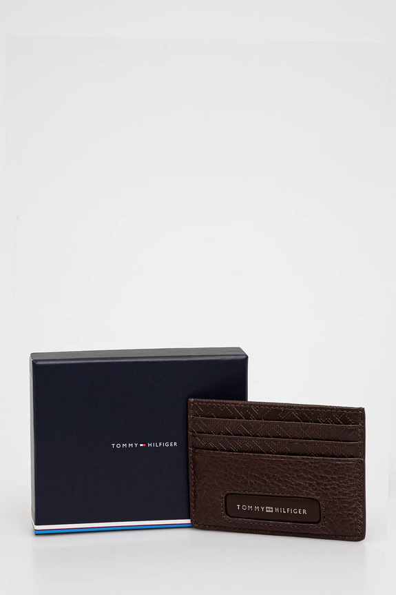 Tommy Hilfiger etui na karty skórzane brązowy AM0AM13250