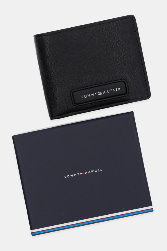 Δερμάτινο πορτοφόλι Tommy Hilfiger μαύρο AM0AM13251