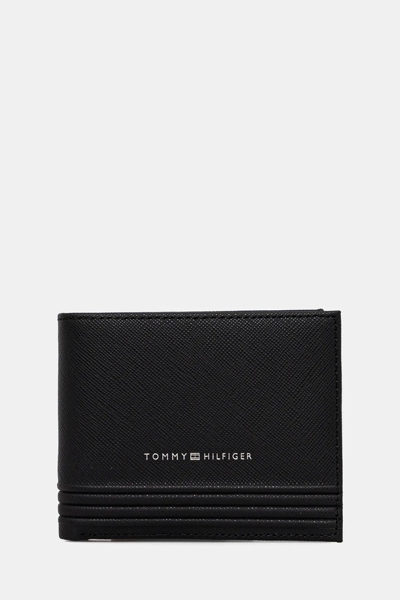 Δερμάτινο πορτοφόλι Tommy Hilfiger λείο δέρμα μαύρο AM0AM13258