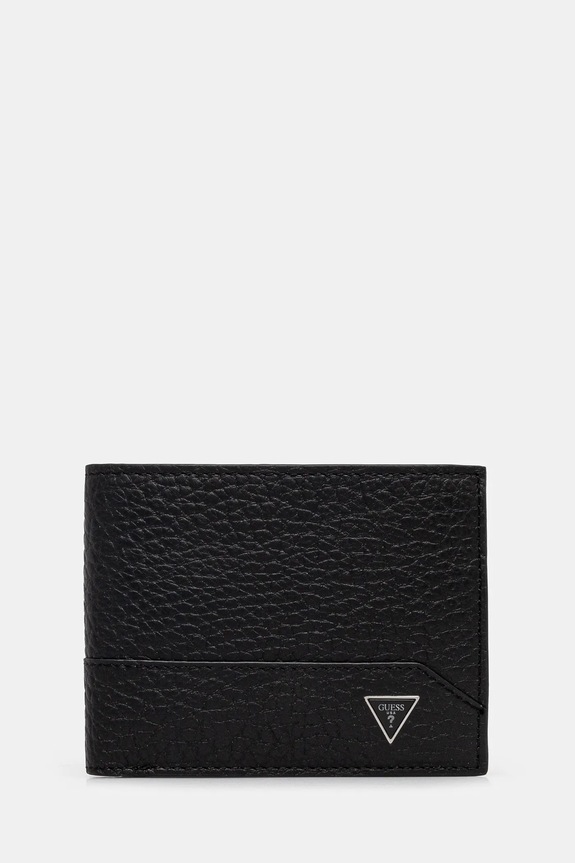 Δερμάτινο πορτοφόλι Guess BARCELLONA λείο δέρμα μαύρο SMBAGR.LEA24