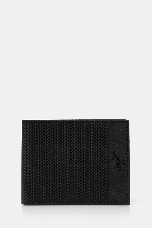 Δερμάτινο πορτοφόλι U.S. Polo Assn. Hamilton λείο δέρμα μαύρο WEUHT2603MHA