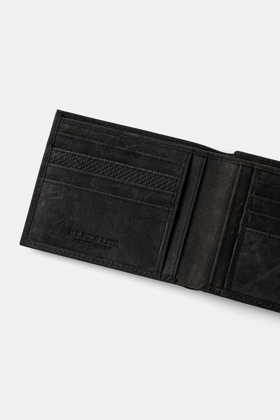 Δερμάτινο πορτοφόλι U.S. Polo Assn. Hamilton WEUHT2603MHA μαύρο SS25