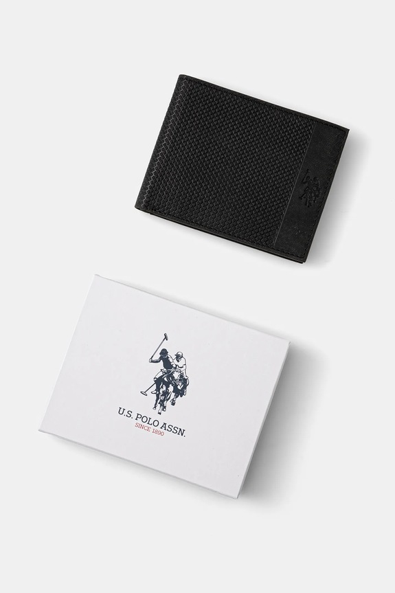 Δερμάτινο πορτοφόλι U.S. Polo Assn. Hamilton μαύρο WEUHT2603MHA