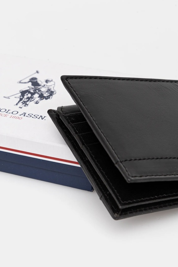 U.S. Polo Assn. portofel de piele Sti.H Wallet negru AIUS82353MHA