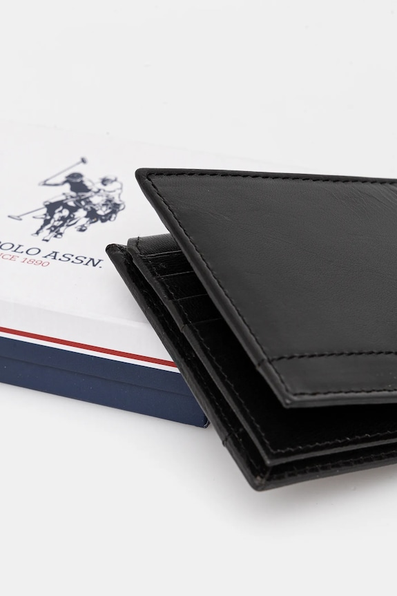 U.S. Polo Assn. portofel de piele Sti.H Wallet negru AIUS82353MHA