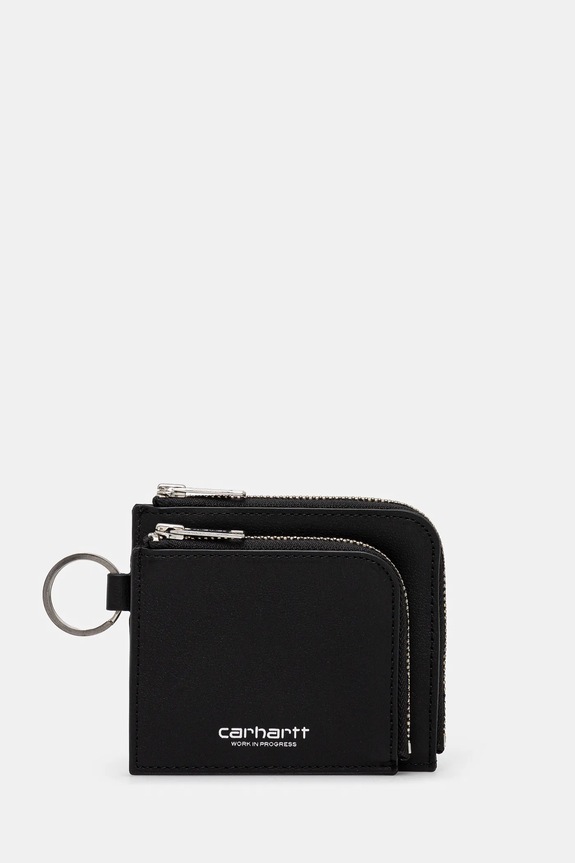 Шкіряний гаманець Carhartt WIP Double Vegas Zip Wallet гладкий чорний I033802.0M4XX