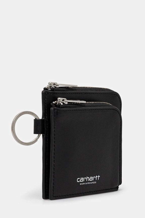 Шкіряний гаманець Carhartt WIP Double Vegas Zip Wallet I033802.0M4XX чорний SS25
