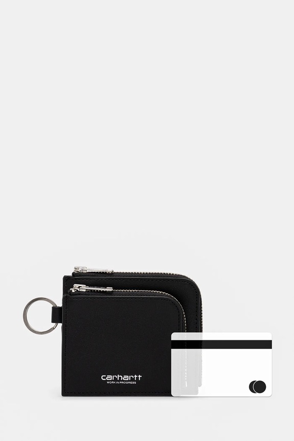 Шкіряний гаманець Carhartt WIP Double Vegas Zip Wallet I033802.0M4XX чорний
