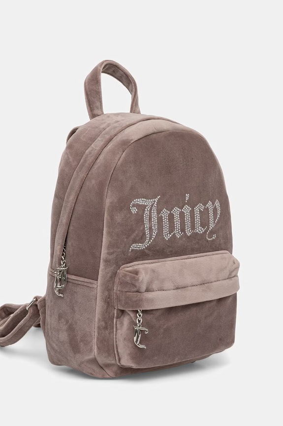 Juicy Couture plecak damski welurowy KIMBERLY BEJQL8760WPO beżowy AA00