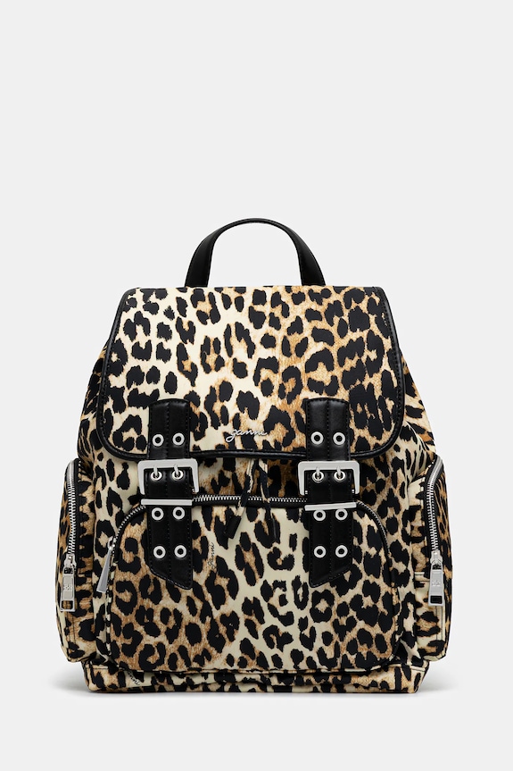 GANNI plecak Bucky Backpack Nylon Print tekstylny brązowy A6527
