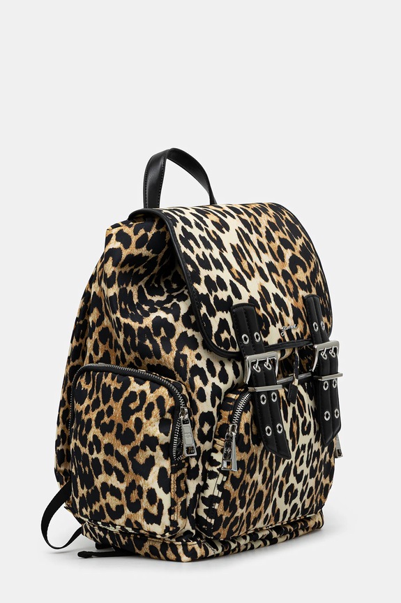GANNI plecak Bucky Backpack Nylon Print A6527 brązowy AW25