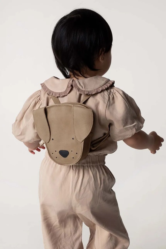 Παιδικό δερμάτινο σακίδιο Donsje Kapi Classic Backpack Dog λείο δέρμα καφέ 5005015