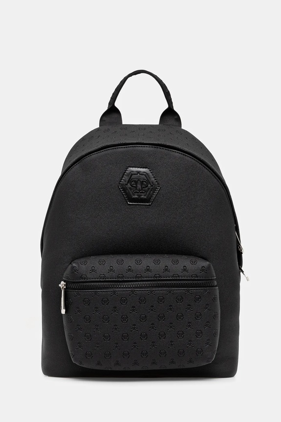 Кожаный рюкзак Philipp Plein мелкий узор чёрный SAEA.MBA1458.PLE010N