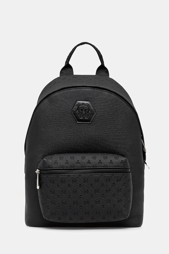 Кожаный рюкзак Philipp Plein мелкий узор чёрный SAEA.MBA1458.PLE010N