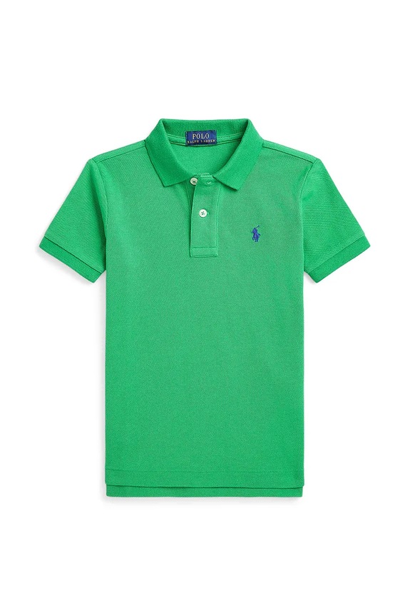 Детска памучна тениска с яка Polo Ralph Lauren памук зелен 322703632183