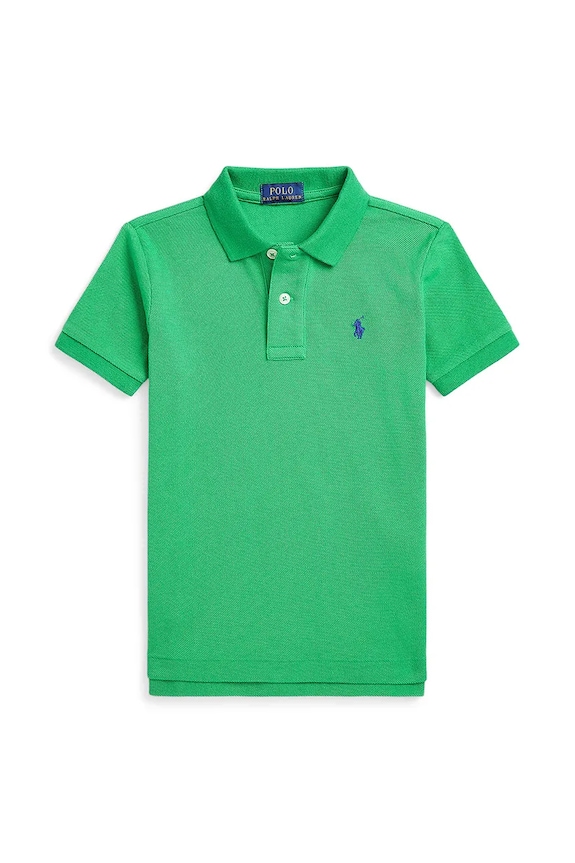 Детска памучна тениска с яка Polo Ralph Lauren памук зелен 322703632183