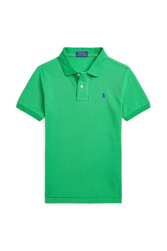 Детска памучна тениска с яка Polo Ralph Lauren памук зелен 323708857182