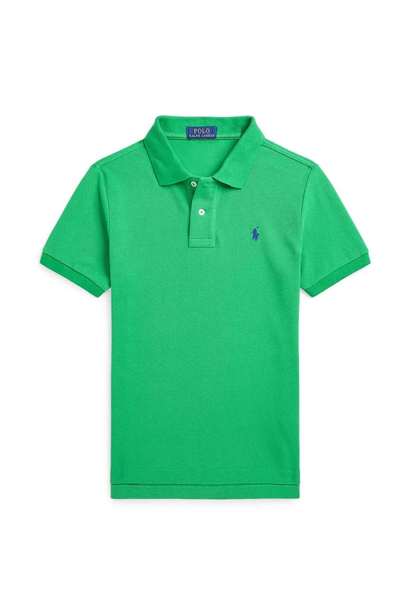 Детска памучна тениска с яка Polo Ralph Lauren памук зелен 323708857182