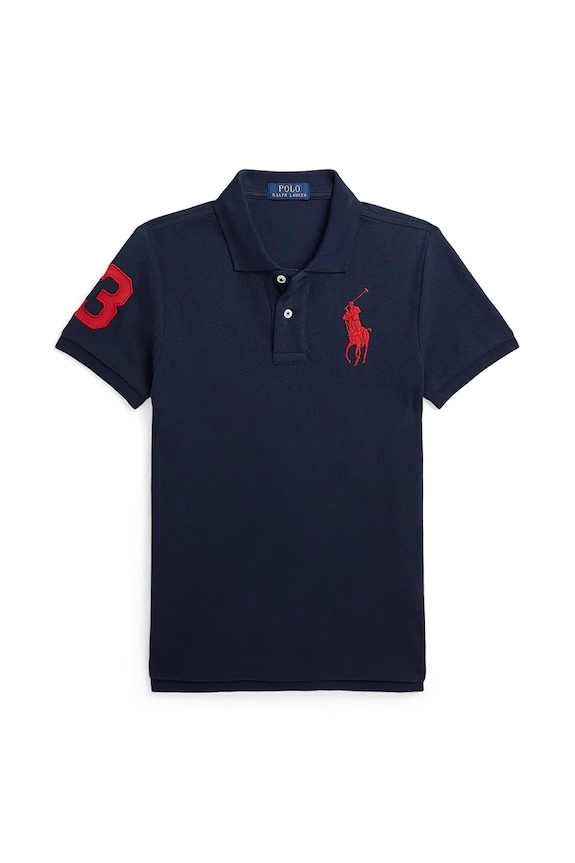 Dětská bavlněná polokošile Polo Ralph Lauren nášivka námořnická modř 323708861113