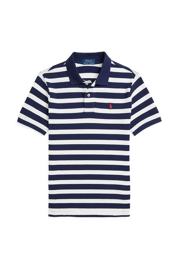 Детска памучна тениска с яка Polo Ralph Lauren памук тъмносин 323958166001
