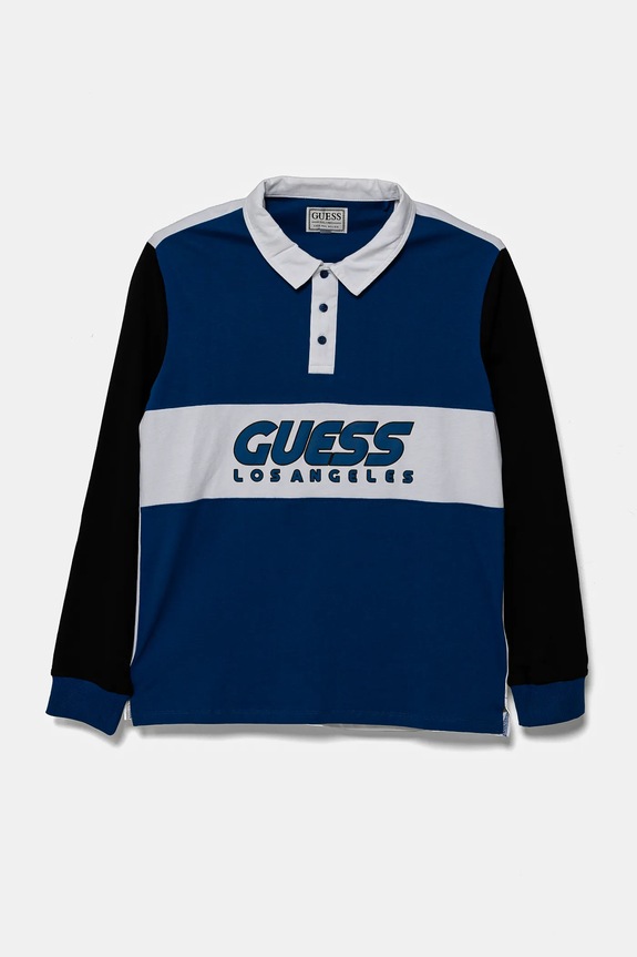 Guess longsleeve bawełniany dziecięcy wzorzyste niebieski L5RP00.KCNQ4.PPYA
