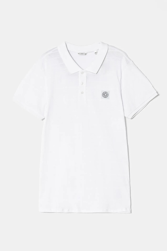 Guess polo bawełniane dziecięce L5RP02.KCM20.PPYA biały SS25