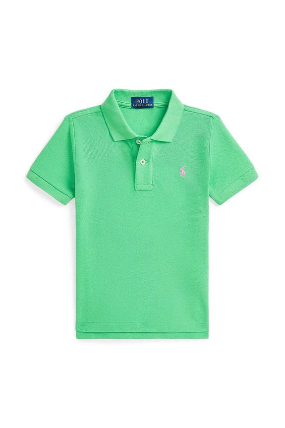 Детска памучна тениска с яка Polo Ralph Lauren памук зелен 322703632192