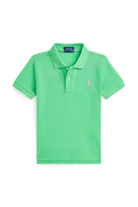 Детска памучна тениска с яка Polo Ralph Lauren памук зелен 322703632192