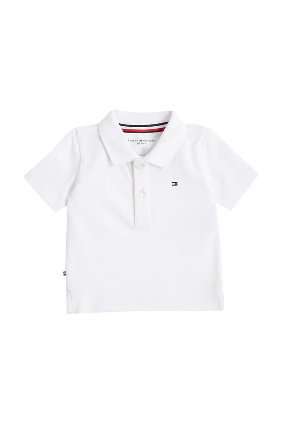 Otroška polo Tommy Hilfiger Z elastanom bela KN0KN02030.PPYA