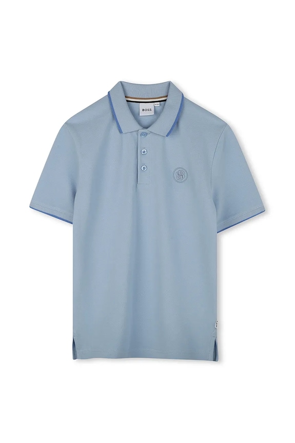 BOSS polo in lana bambino/a con colletto blu J52012.114.150