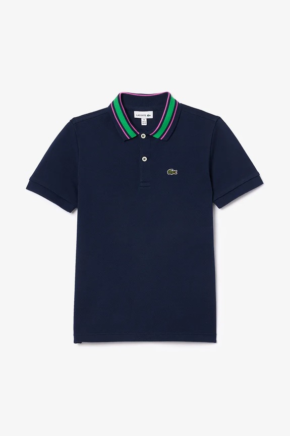 Dětská bavlněná polokošile Lacoste s límečkem námořnická modř PJ8402