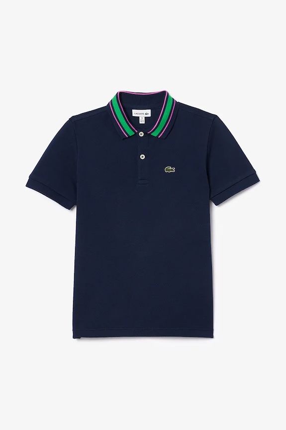 Dětská bavlněná polokošile Lacoste s límečkem námořnická modř PJ8402