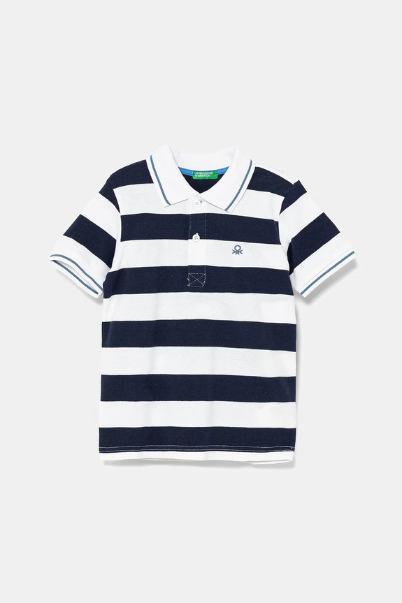 Pamučna polo majica United Colors of Benetton Planet friendly mornarsko plava 39QAG300V.P.Seasonal